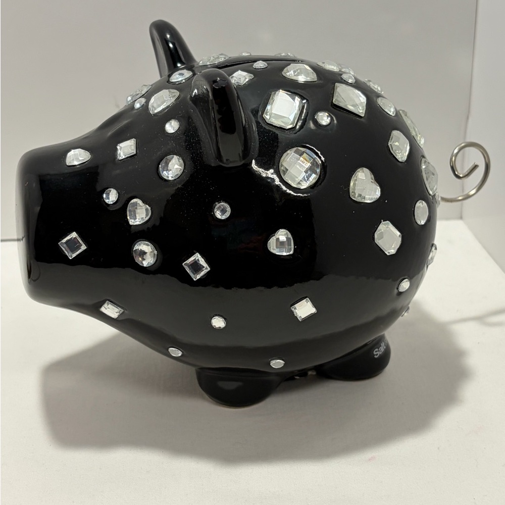 Piggy Bank with Bling Rhinestones Black Salt & Pepper Brand